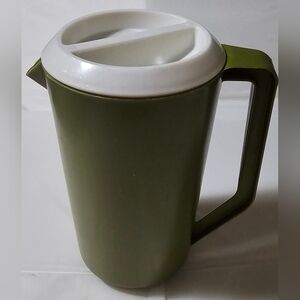 Avocado Green Plastic Pitcher with White Lid